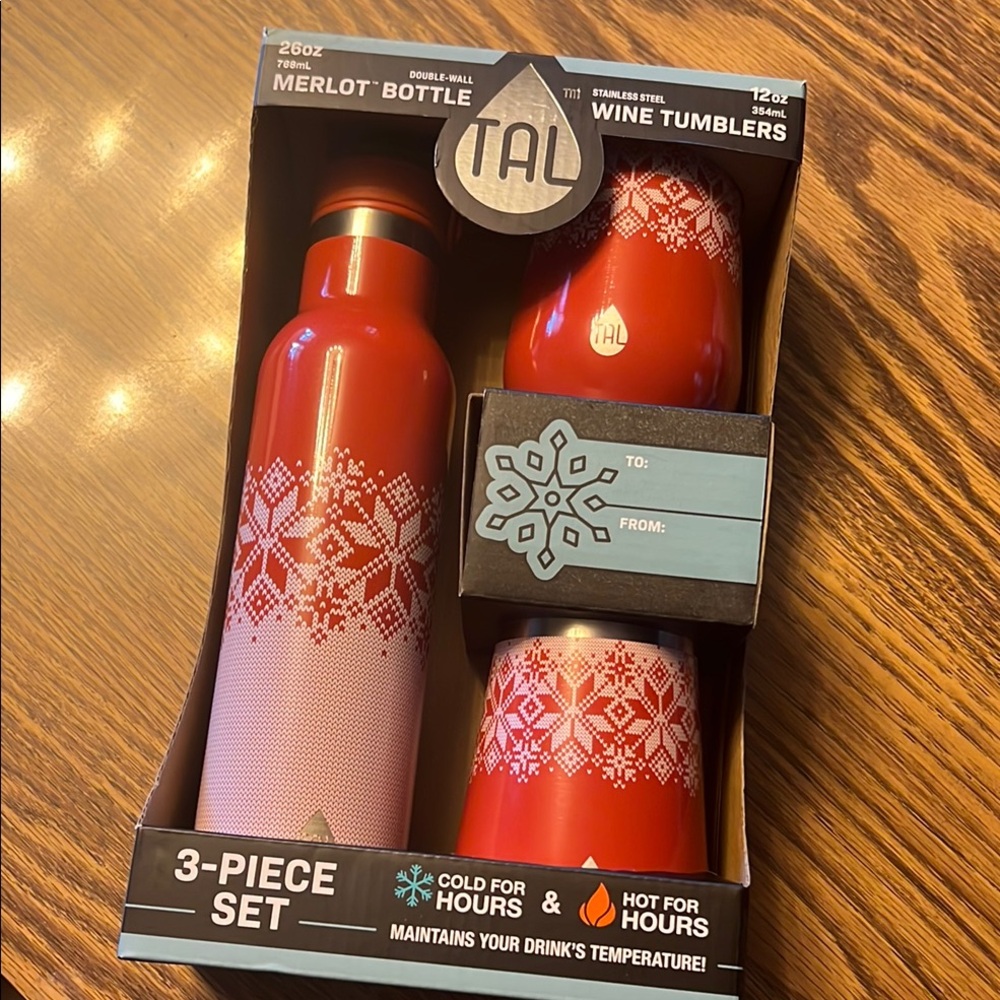Red 3-Piece Bottle and Tumbler Set